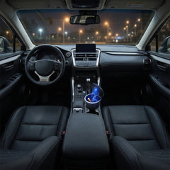 LED Car Ashtray with Blue Light & Cup Holder