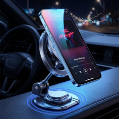 Magnetic Folding Car Phone Holder – 360° Rotating Dashboard Mobile Mount
