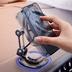 Magnetic Folding Car Phone Holder – 360° Rotating Dashboard Mobile Mount