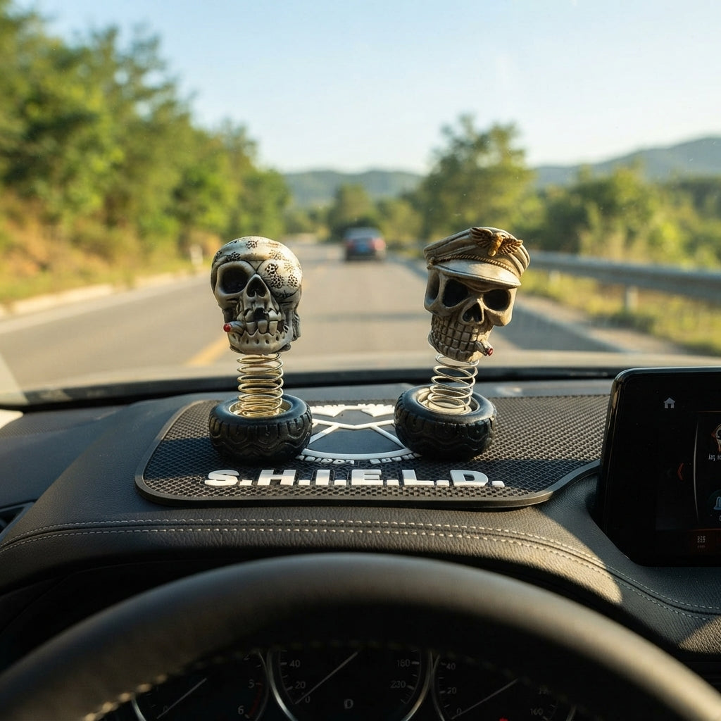 Skull Bobblehead Car Dashboard Ornament